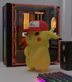 Pikachu with cap Low-poly 3D model