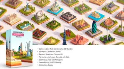 Polygonia Cartoon Low Poly Landmarks Mega Pack  Low-poly 3D model