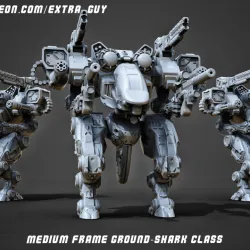 Shark Class Combat Mech Over 48mm base