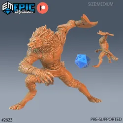 Werewolf Cursed Axe / Man Wolf Hybrid / Chaotic Evil Humanoid / Undead Shapechanger