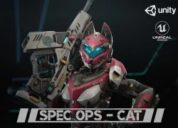 Yui - SpecOps Cat Low-poly 3D model