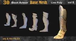 30 Boot armor Base Mesh vol 8 Low-poly 3D model
