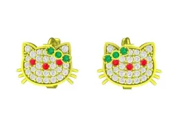 5897 Kute Cat Diamond Earring  3D print model
