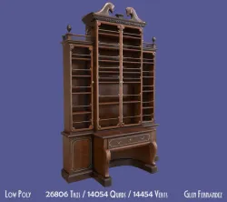 Antique Victorian Bookcase Low-poly 3D model