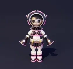 Cartoon Cute Female Cyborg Robot Character  3D model