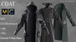Coat Marvelous Designer project 3D model