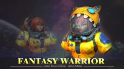Cyber fantasy female warrior bust Low-poly 3D model
