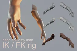 dark skin hand anatomy man 3D model