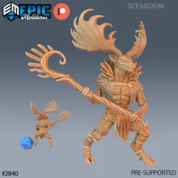Deer Shaman Attack / Stag Tribe / Mythical Forest Warrior / Wild Animal / Woodland Guardian