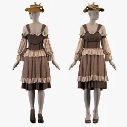 Dress and hat - ZPRJ - OBJ-MTL-FBX-TEXTURES 3D model