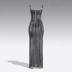 DRESS  SHINE TRANSPARENT LONG DRESS CIRCLE NECKLINE  3D model