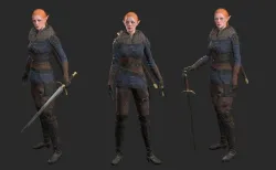 Female Elf Fighter Low-poly 3D model