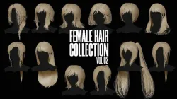 Female Hair Collection 02 - Game Ready  Low-poly 3D model