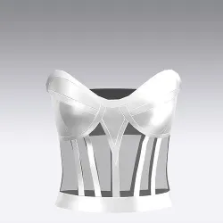 HEART NECKLINE CORSET DRAPED COLOR  WHITE TYPE  SILK  3D model