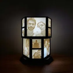 HEXAGONAL ROTATING LITHOPHANE LAMP 3D print model
