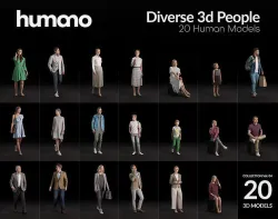 Humano 20-Collection 04 -  DIVERSE POSED PEOPLE - 20x 3D models  3D model