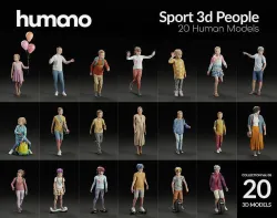 Humano 20-Collection 09 KIDS- PLAYING - 20x 3D models  3D model