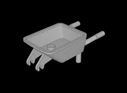 Lego Compatible (98288.dat) Wheelbarrow with Two Studs and 2 Wheel Clips