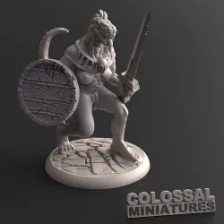 Lizardfolk Female Sword and Shield A 3D print model
