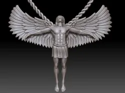 Man Angel Pendant  Sculpture jewelry gold 3D print model