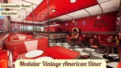 Modular Vintage American Diner Asset Pack UE4 UE5 Blender FBX Low-poly 3D model