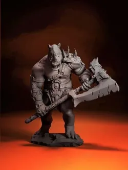 RAINO WITH AXE -THE RHINO WARRIOR 3D print model