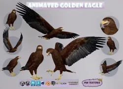 Realistic Animated Golden Eagle Low-poly 3D model