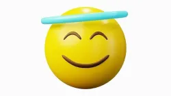 Smile Angelic Halo yellow ball Emoji or Smiley 3D model