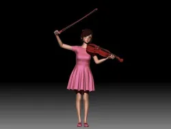 the violin girl cartoon 3D model