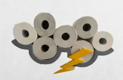 Toilet paper cloud with lightning bolt