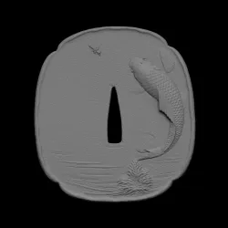 Tsuba with carp decoration