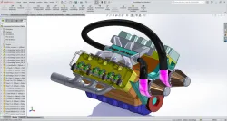V6 engine in Solidworks