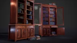 Victorian Bookcase Game-Ready Low-poly 3D model