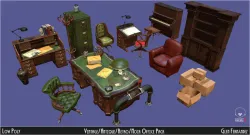 Vintage Office Asset Pack Low-poly 3D model