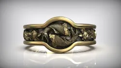Yin Yang Carp Koi Fish Japanese Ornament Ring 3D print model