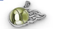 3D Flaming Basket Ball Pendant Charm Necklace Jewelry 3D 3D print model