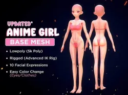 Anime girl base mesh Low-poly 3D model