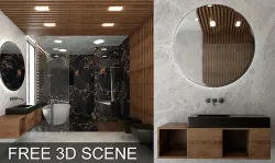 Bathroom Scene 3D Models Free - Video Timelapse in the Previews 3D model