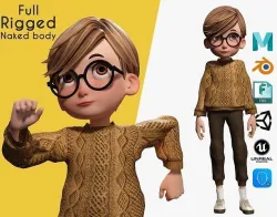 Brother Cartoon man Rigged 3D model Real Time male 3D toon Low-poly 3D model