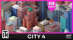 City 4 - Asset Pack by ithappy Low-poly 3D model