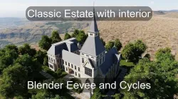 Classic Estate with interior for Blender Eevee and Cycles Low-poly 3D model