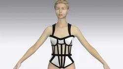 CORSET BLACK AND WHITE COLOR BLOCK NECKLINE 3D model