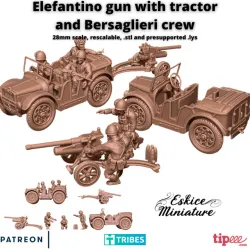 Elefantino gun with tractor & bersaglieri crew - 28mm