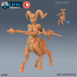 Faun Warlock Attack / Centaurides Fey Hybrid / Forest Guardian / Nature Spirit / Horned Humanoid / Female Warrior