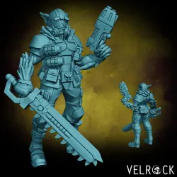 Female Catian Shock Trooper with Chainsaw Sword 1 (PRESUPPORTED)