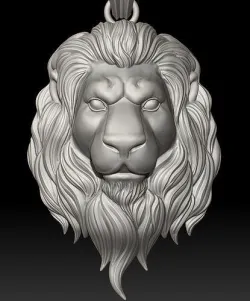 Lion Pendant Sculpture jewelry gold Necklace 3D print model