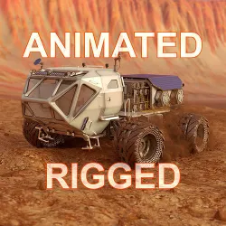Mars Rover Rigged Animated with mars environment scene 3D model