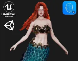 Mermaid - Game Ready Low-poly 3D model