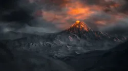 Volcano with Summer and Winter Textures Low-poly 3D model