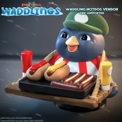 Waddling Hotdog Vendor Miniature - Pre-Supported